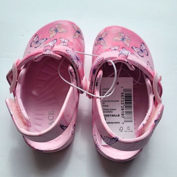 Pink Toddler Girls Butterfly Clogs Slip On Sz 5 - Picture 2 of 8